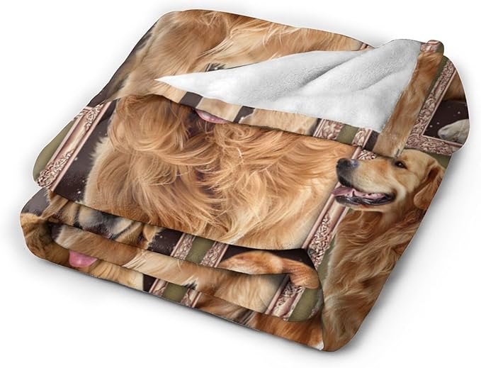 Golden Retriever Blanket Golden Retriever Throw Blanket Flannel Stuff Merch - Image 2