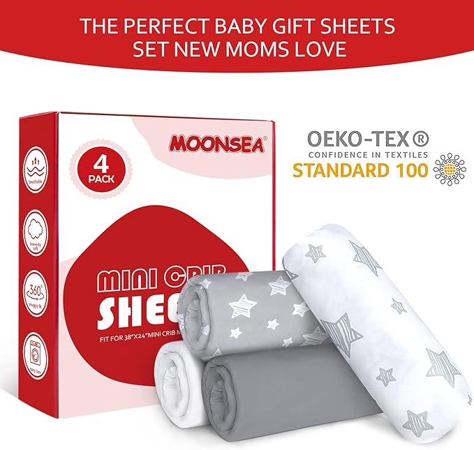 Mini Portable Crib Sheets 4 Pack - Image 3