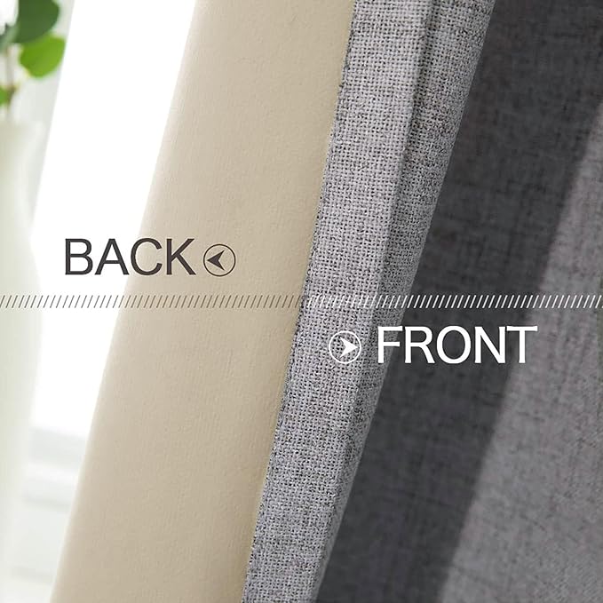 MIULEE Linen Texture Curtains for Bedroom Solid 100% Blackout Thermal Insulated - Image 6