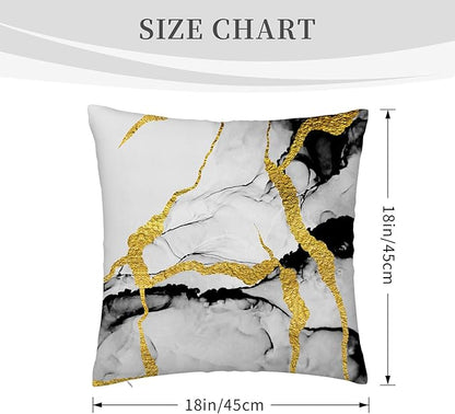 Black Gold Grey Marble Throw Pillows Covers 18x18 Inch Set of 4, Abstract - Image 2