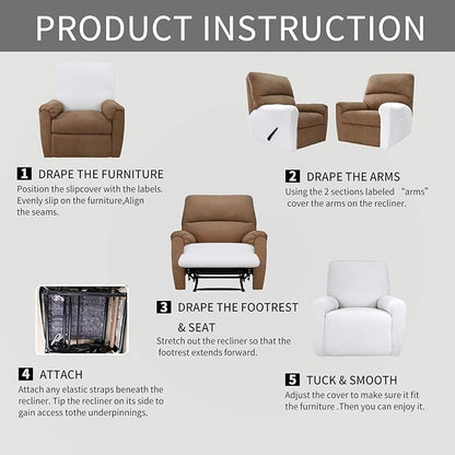 Easy-Going 4 Pieces Oversized Recliner Stretch Sofa Slipcover Sofa Cover - Image 7