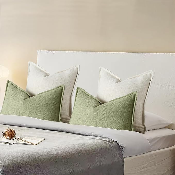22x22 Linen Pillow Covers Beige Pack of 2 Farmhouse Boho Neutral Accents - Image 6
