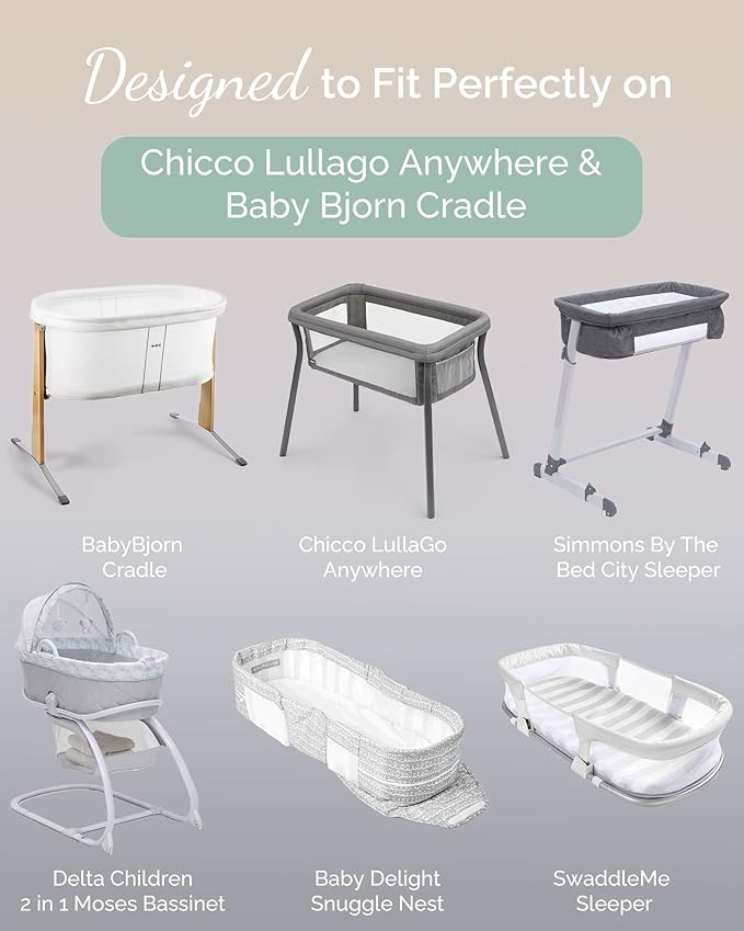 Bassinet Fitted Sheets for Chicco LullaGo Anywhere, Baby Bjorn Cradle and 14 x - Image 2