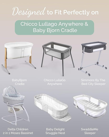 Bassinet Fitted Sheets for Chicco LullaGo Anywhere, Baby Bjorn Cradle and 14 x - Image 2