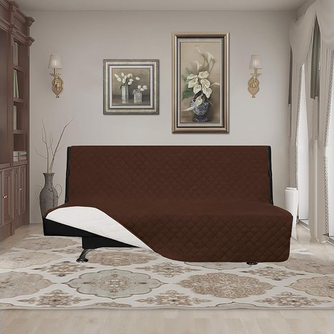 Easy-Going Futon Sofa Slipcover Reversible Sofa Cover Armless Couch Cover Water - Image 2