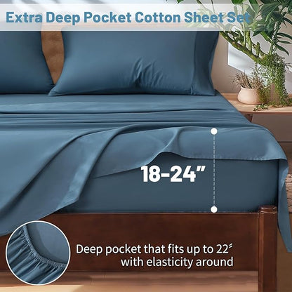 Extra Deep Pocket Queen Sheets 18-24 Inch 100% Egyptian Cotton 1000 Thread - Image 2
