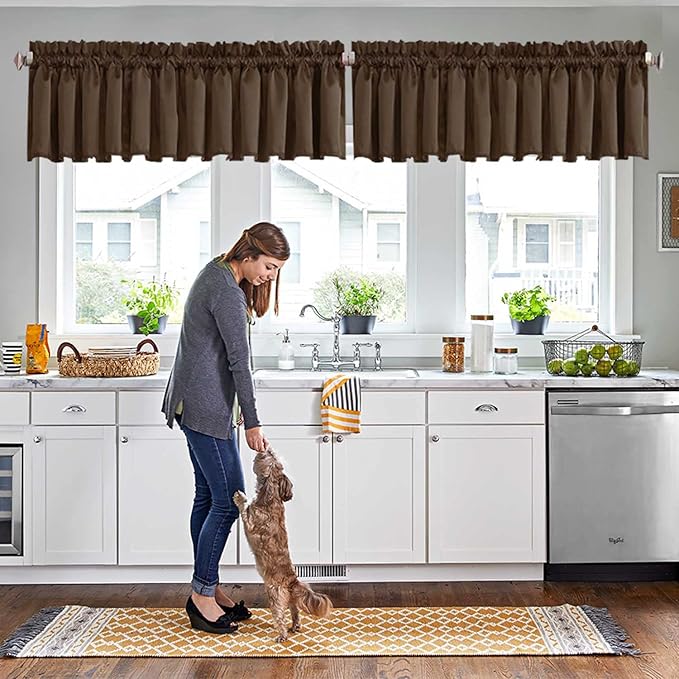 2 Pieces Valances for Window Blackout Valances Curtains Primitive Rod Pocket by HighQualityCurtains