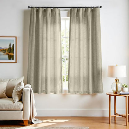 jinchan Linen Blend Curtains 72 inch Length 2 Panels by JINCHAN