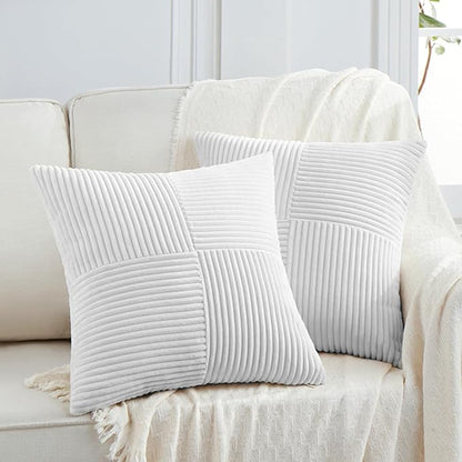 Fancy Homi 2 Packs White Big Decorative Throw Pillow Covers 24x24 Inch by Fancy+Homi