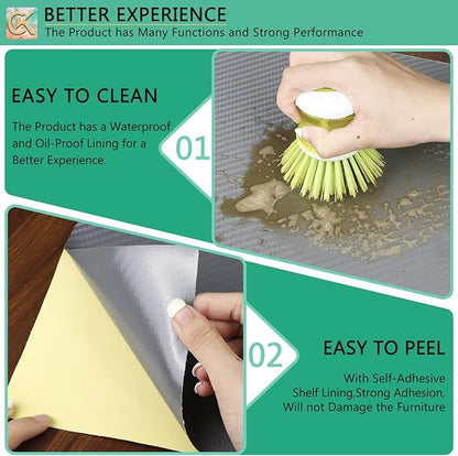 Self-Adhesive Shelf Liner Kitchen Liner, Waterproof Backed Paper Easy Peel and - Image 3