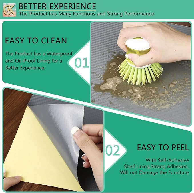 Self-Adhesive Shelf Liner Kitchen Liner, Waterproof Backed Paper Easy Peel and - Image 3