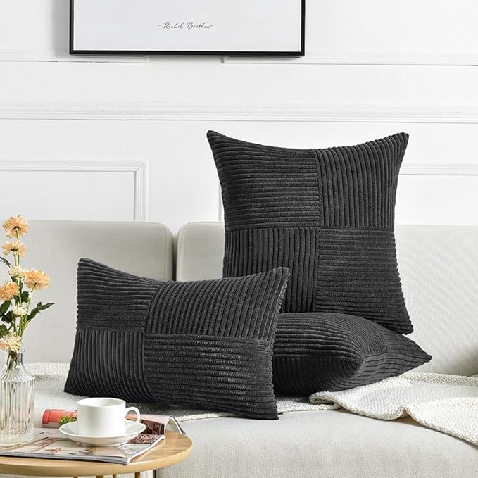 Fancy Homi 2 Packs Black Samll Decorative Throw Pillow Covers 12x12 Inch - Image 6