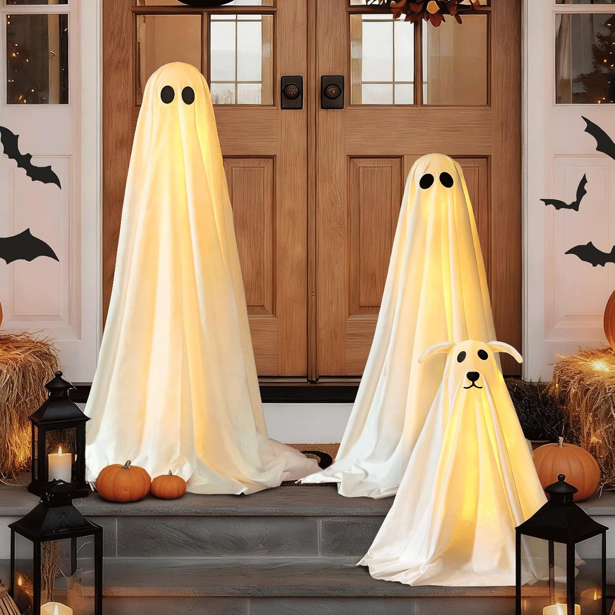 Halloween Decorations Outdoor - 3 Pack Lighted Spooky Ghost Decorations