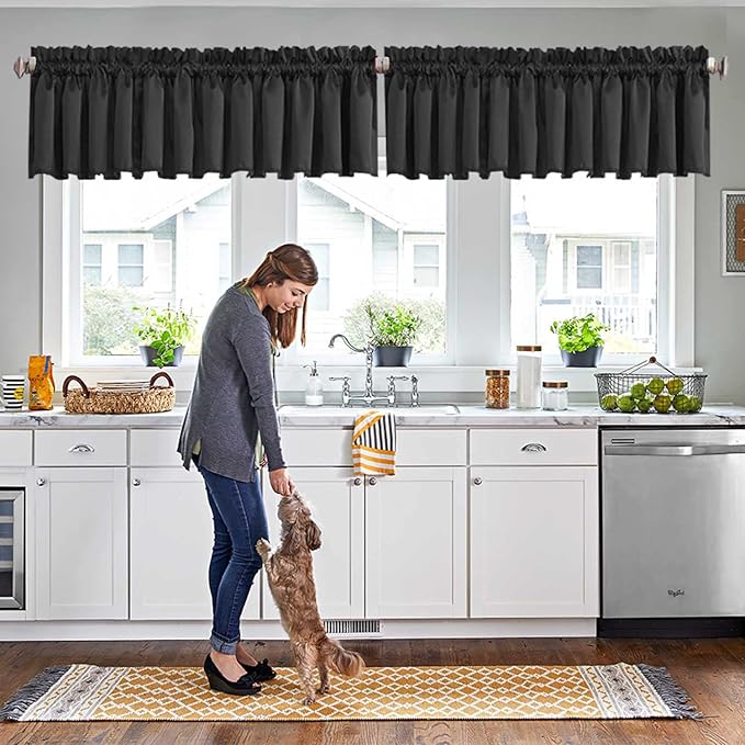 Valances for Window Black Valance Curtains for Bedroom Living Room Rod Pocket by HighQualityCurtains