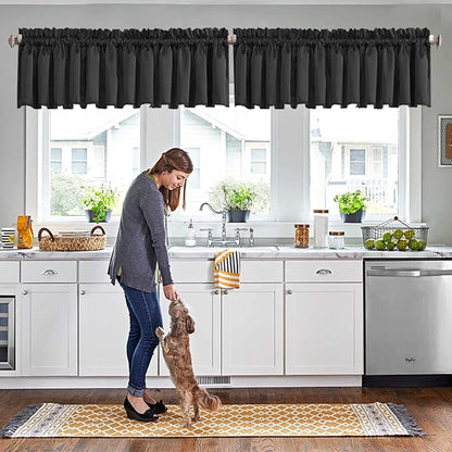 Valances for Window Black Valance Curtains for Bedroom Living Room Rod Pocket by HighQualityCurtains