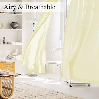 NICETOWN Non-See-Through Privacy Beige Sheer Curtains 72 inches Long 2 Panels - Image 7