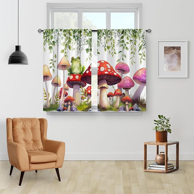Aimego Mushroom Frog Kitchen Curtains - Image 2