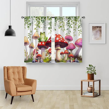 Aimego Mushroom Frog Kitchen Curtains - Image 2