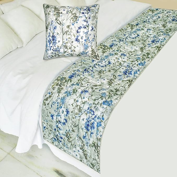 The HomeCentric King/Queen/Twin Blue Decorative Bed Runner Queen 74"x18" Bed by TheHomeCentric
