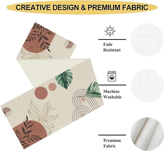 Mid-Century Boho Leaves Table Runner - Image 5