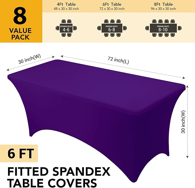 8-Pack Premium Purple Spandex Tablecloths - Image 6