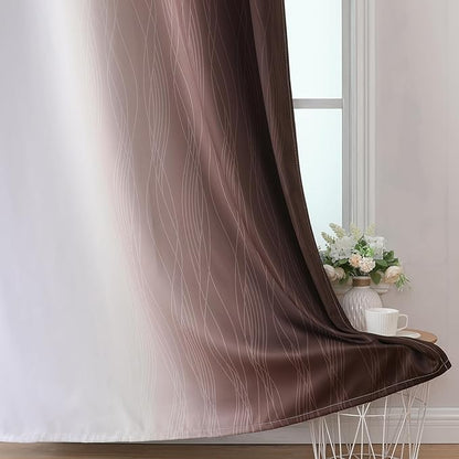 Estelar Textiler Brown and Greyish White Gradient Blackout Curtains - Image 6
