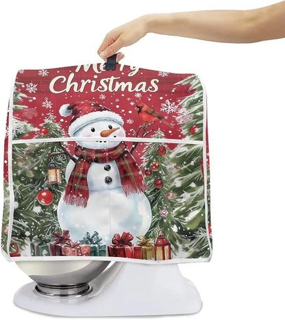 Merry Christmas Stand Mixer Cover Red Snowman Small Appliance Dust Covers - Image 3