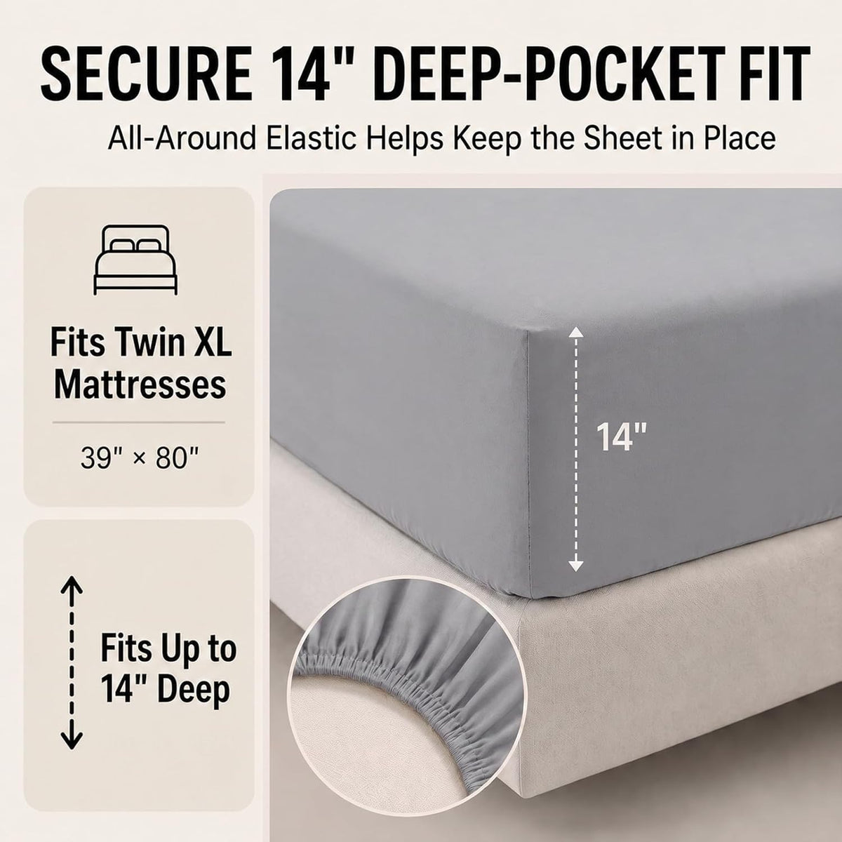cozylux twin xl comforter set grey - 5 showing dimensions
