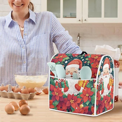 Santa Claus Stand Mixer Cover Dust Protective Poinsettia Stand Mixer Covers - Image 2