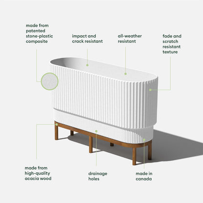 veradek demi series raised long planter - wide, close-up detail