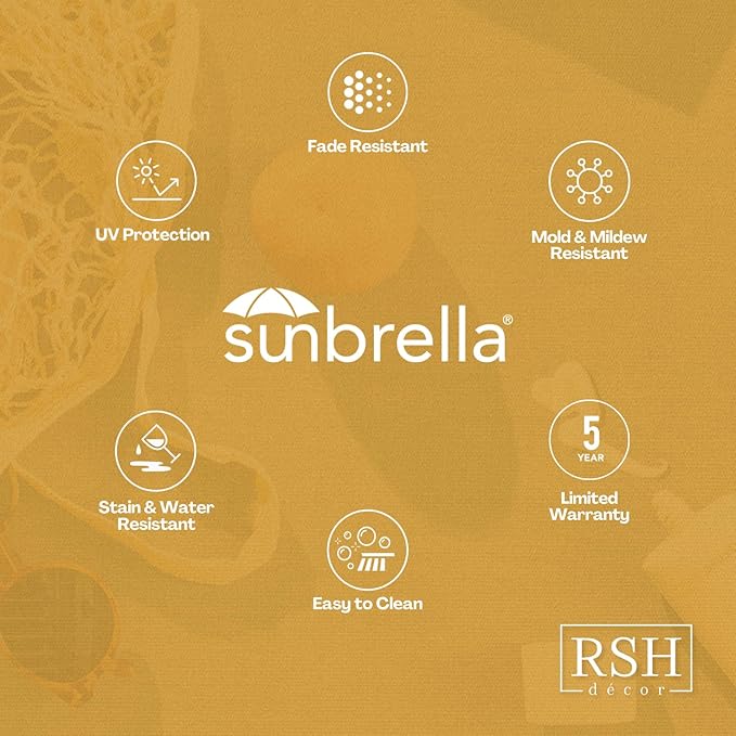 RSH DECOR: Sunbrella Square Throw Pillows Set of 2 | 17" x 17" | Water and - Image 8