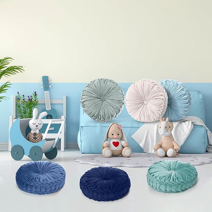 Yerliker 6 Pcs Floor Pillow Cushions 15inch Round Velvet Throw Pillows Colorful - Image 6
