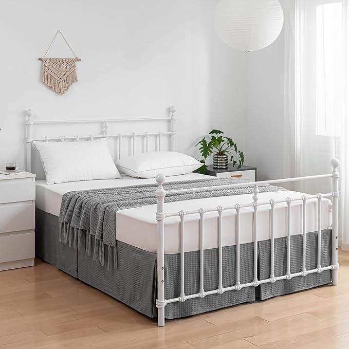 Queen Bed Skirt, Pleated Waffle Weave Bed Skirt - Image 6