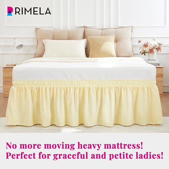 RIMELA Bed Skirt Queen Size 14 Inch Drop, Wrap Around Elastic Bedskirt Solid - Image 3