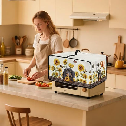 Dachshund Dog Sunflower Butterfly Print Microwave Oven Dust Cover Dustproof - Image 2