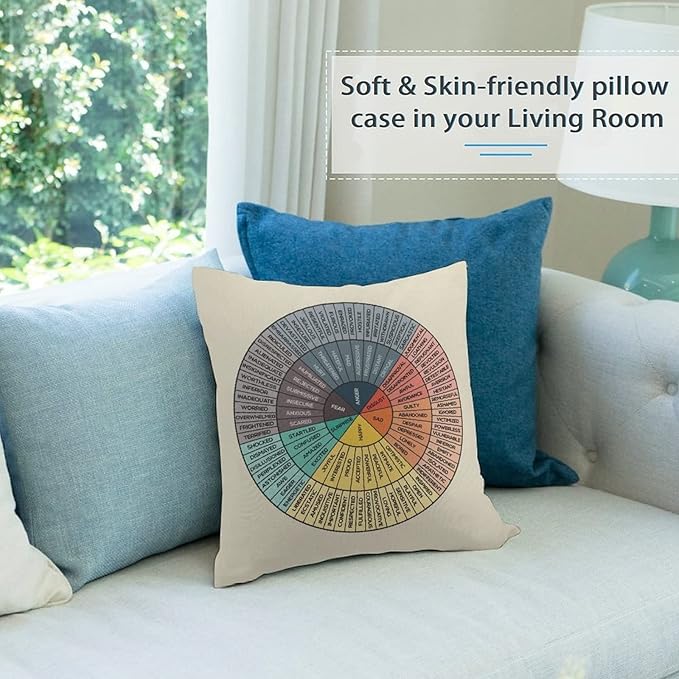 AIZAWA Wheel of Emotions Feelings Velvet Throw Pillow Covers Cozy Square Throw - Image 3