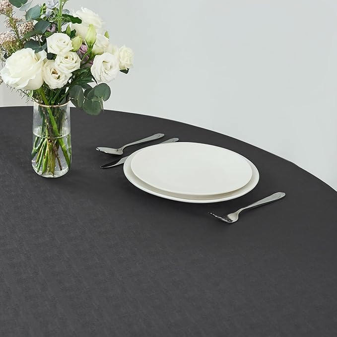 maxmill Round Linen Looking Textured Tablecloth Spill-Proof Wrinkle Free Soft - Image 5