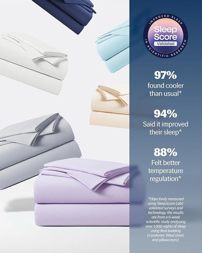 REST® Evercool®+ Starter Sheet Set, Full Size Lavender, Breathable Bed Sheet - Image 8