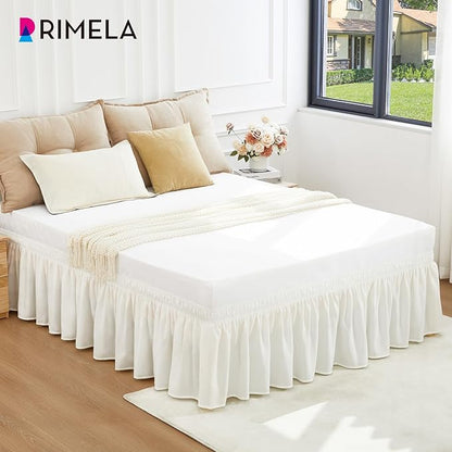 RIMELA Warm White Bed Skirt Queen 25 Inch Drop, Elastic Bed Skirts Queen Size - Image 2