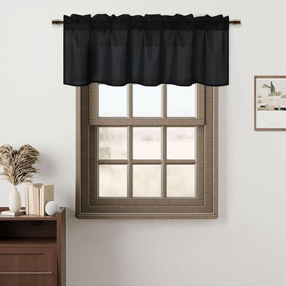Hiasan Black Valance Curtains Light Filtering Rod Pocket Window Valance Curtains by Hiasan