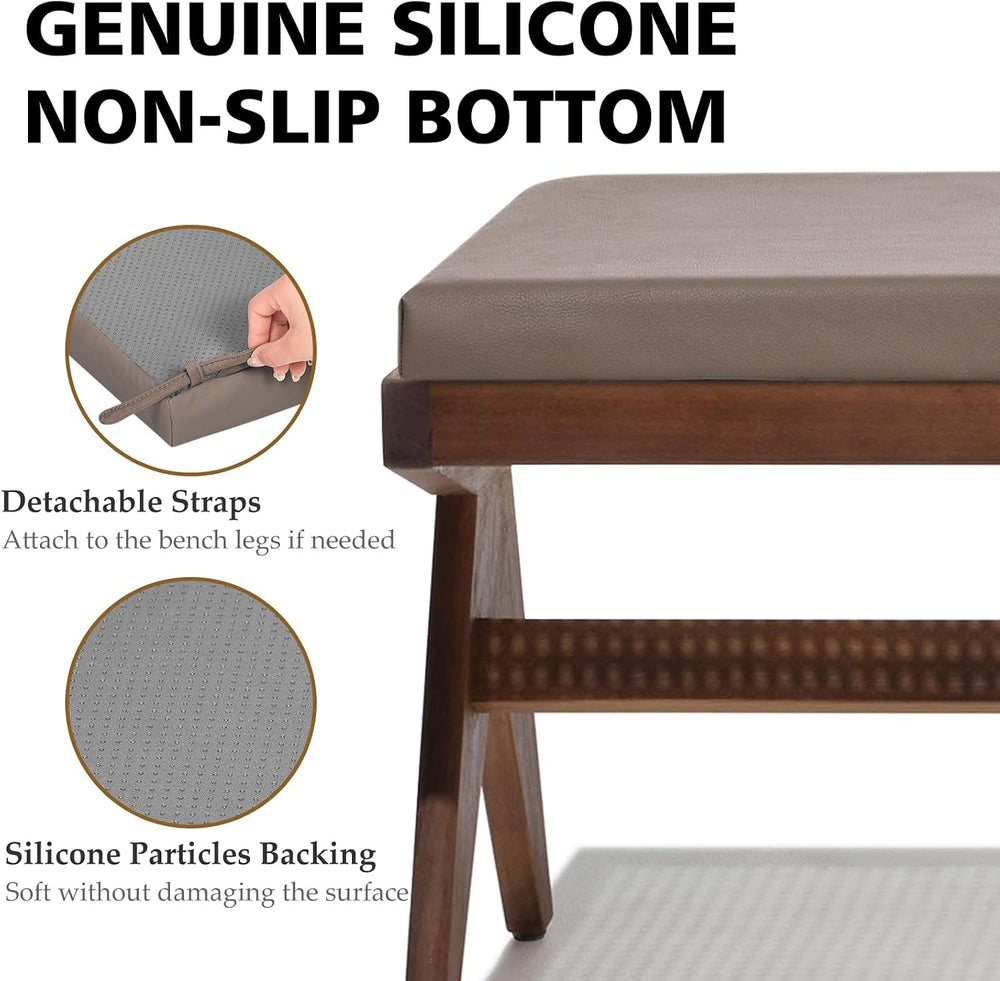 Shinnwa Waterproof Bench Cushion with Ties for Indoor Furniture, Dual-Layer M...