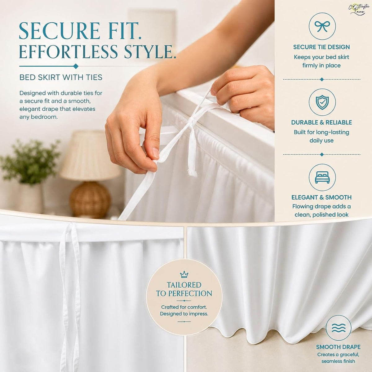 cottington lane extra long college dorm bed skirt showing dimensions