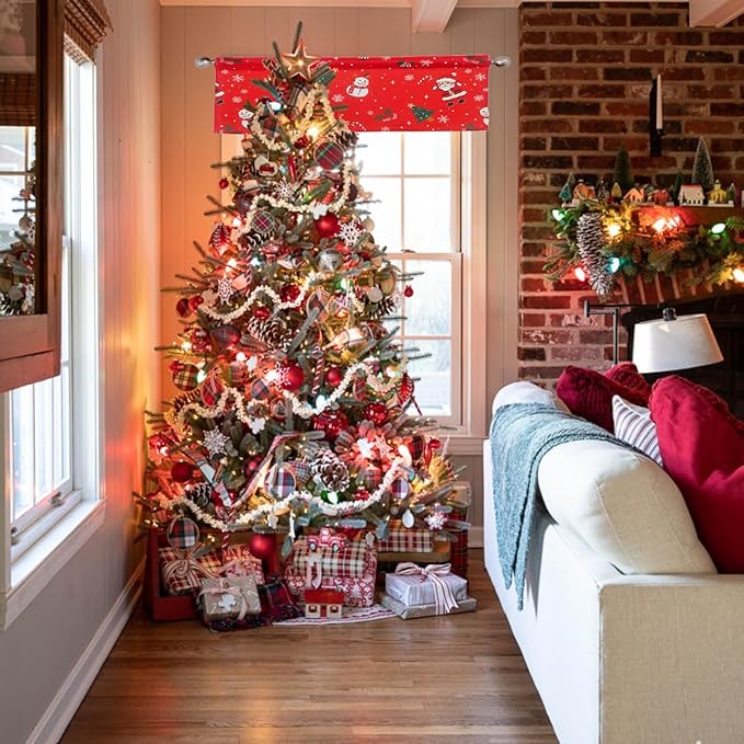 Christmas Valance 52x18 Inch, Light Filtering Rod Pocket Valances - Image 2