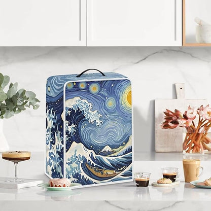 Starry Night Great Wave Print Coffee Maker Covers - Image 3