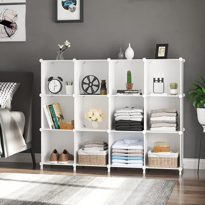 awtatos 12 cube storage organizer, closet organizer storage, side view