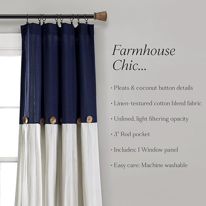 Lush Decor Linen Button Window Curtain Panel, Bedroom & Dining Room - Image 6