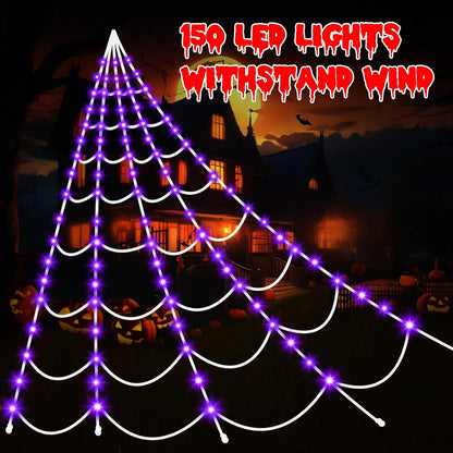 Halloween Decorations Outdoor Spider Web: Giant Light Up Spider Webs Decor