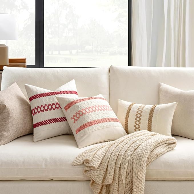 MIULEE Set of 2 Christmas Red Boho Decorative Lumbar Pillow Covers 12x20 Inch - Image 6
