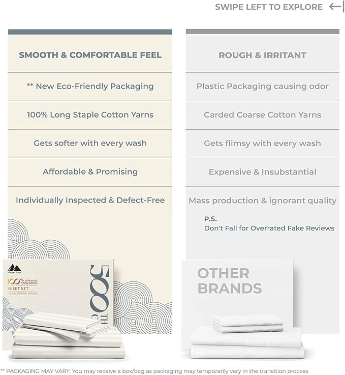 Mayfair Linen 100% Cotton Striped Sheets King Size Bed Set - Image 2