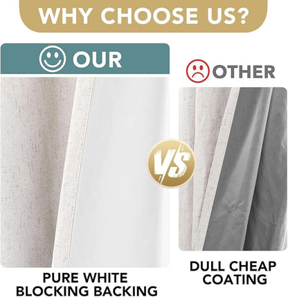 H.VERSAILTEX 100% Blackout Curtains Ivory, Linen Blackout Curtains 96 inch - Image 3